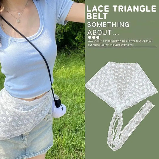 French Retro Lace Triangle Scarf – Hair Bandana & Waistband Lace Hair Scarf Peaceful Pleasures Health and Wellness
