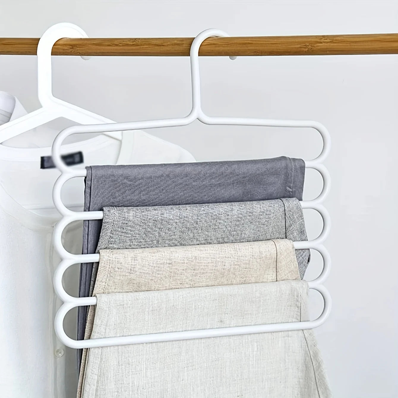 Multi-Layer Pants Rack - Space-Saving, Anti-Slip, and Adjustable Design for Organizing Clothes, Scarves, and Accessories Hangers Peaceful Pleasures Health and Wellness