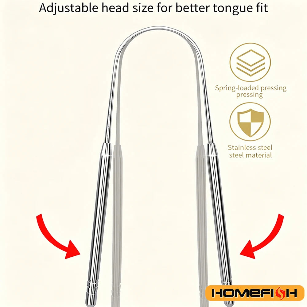 2pcs Stainless Steel Tongue Cleaners Gum Tongue Scraper for Adults Boys and Girls Tongue Care Tools Metal Tongue Scrapers family Peaceful Pleasures Health and Wellness