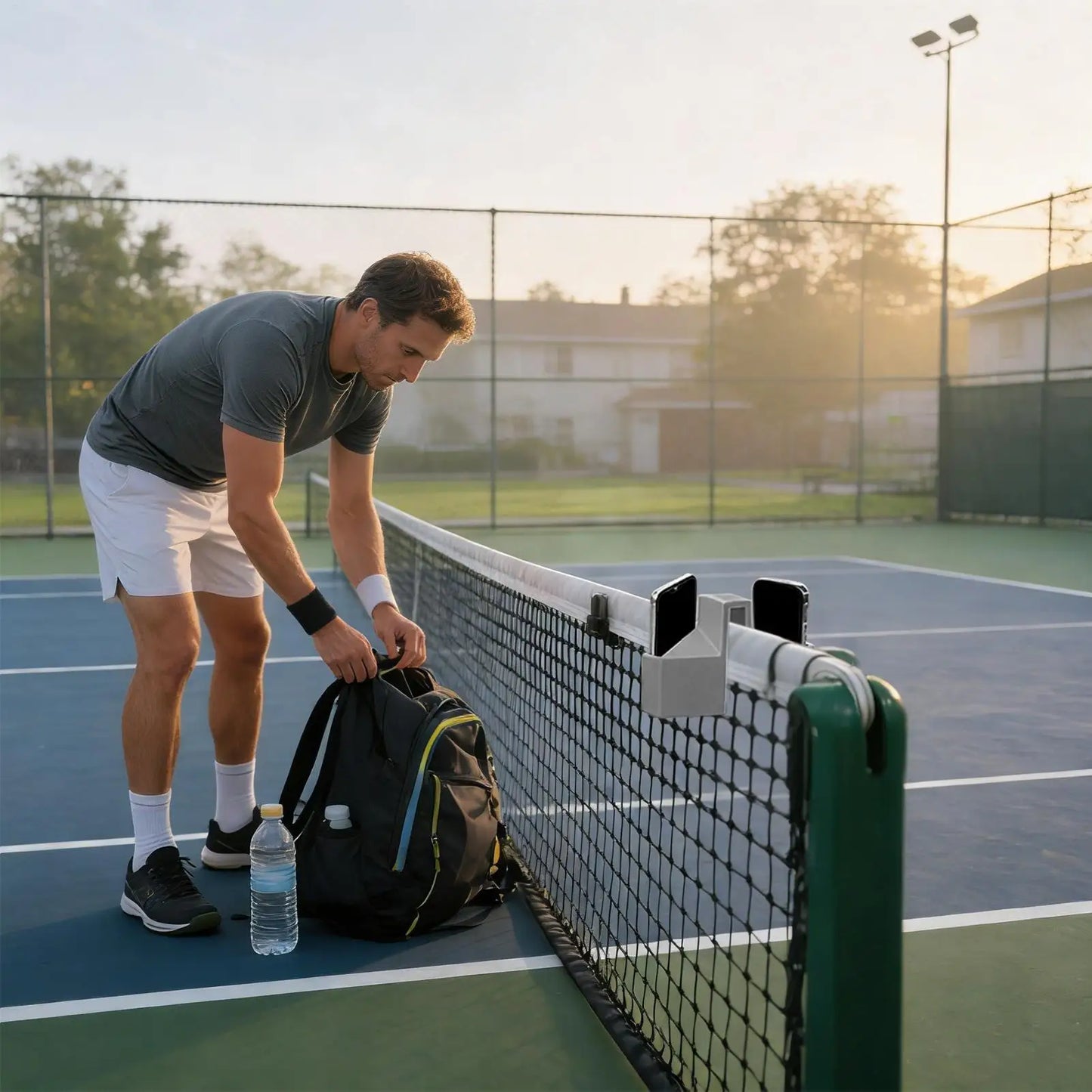 Tennis Net Camera Mount for GoPro & Phone | Anti-Slip