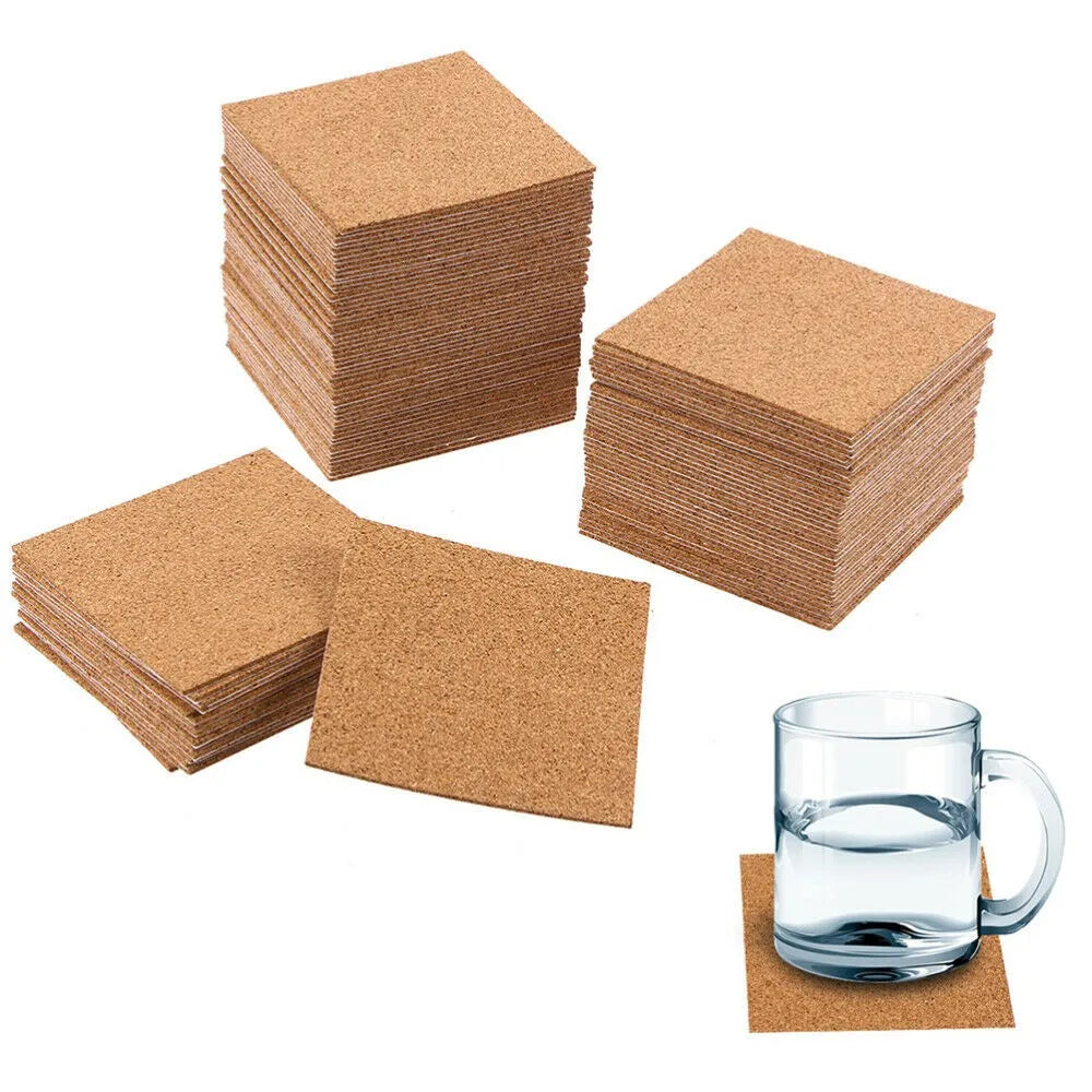 Cork Coasters Square Thick Mat DIY Backing Sheet Home Bar Household