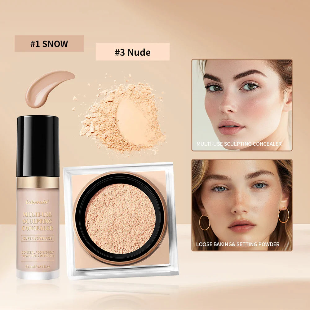 Concealer & Loose Setting Powder Makeup Set – Matte Finish