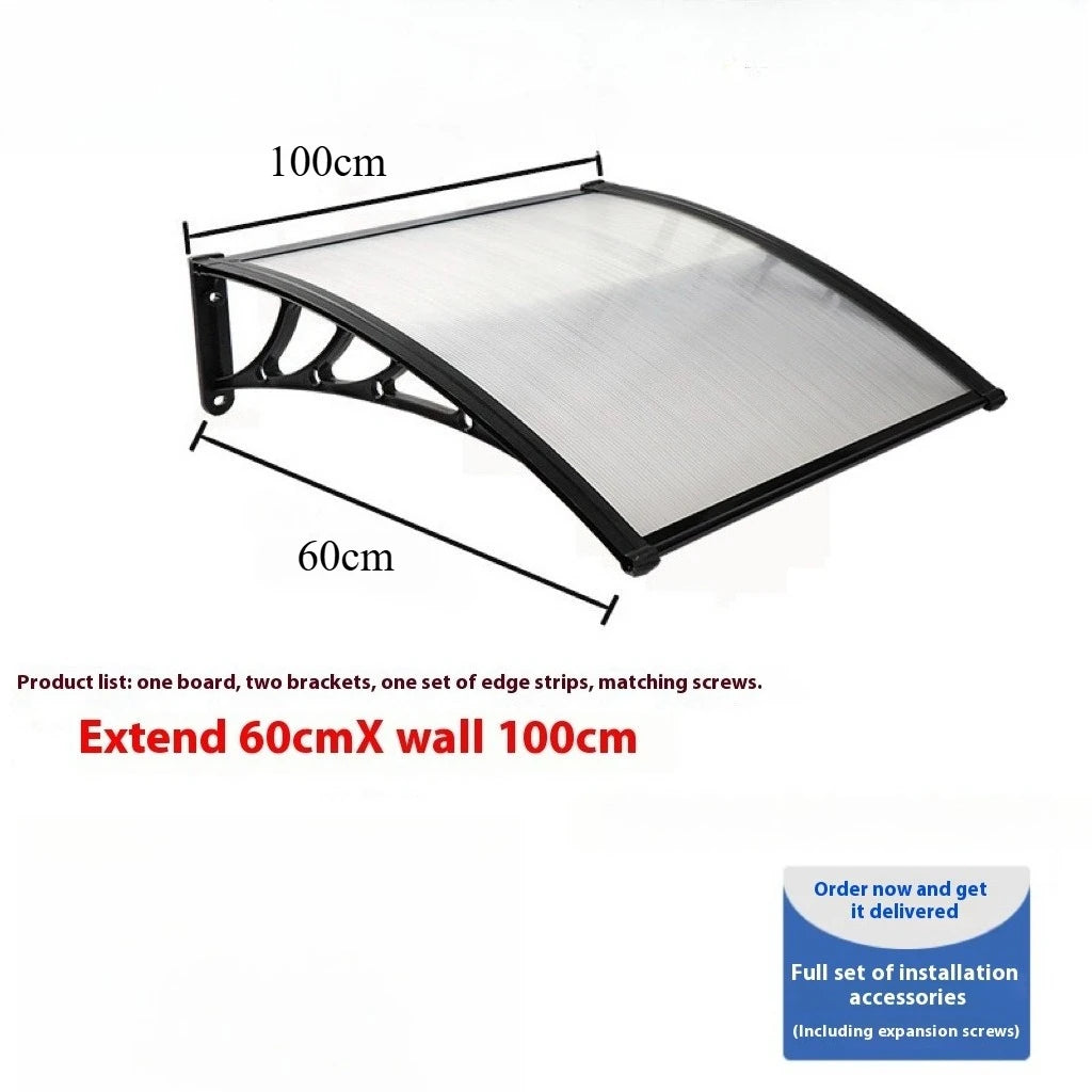 Window Awning Door Canopy 60x60 80x80 60x100 Window Awning Overhead Modern Polycarbonate Cover Outdoor Front Porch Patio Canopy Peaceful Pleasures Health and Wellness Transparent 60 100