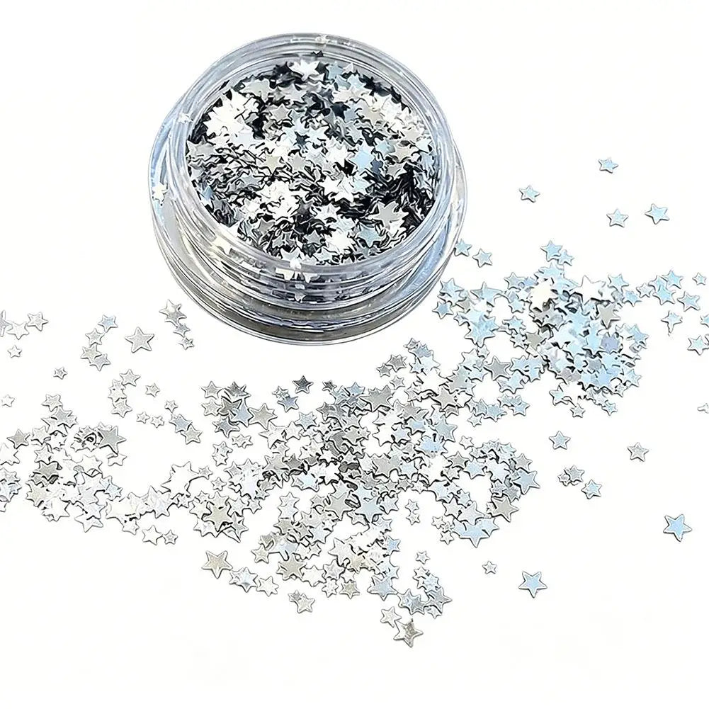 Silver Star Nail Glitter Sequins – Shiny Flakes for Nail Art