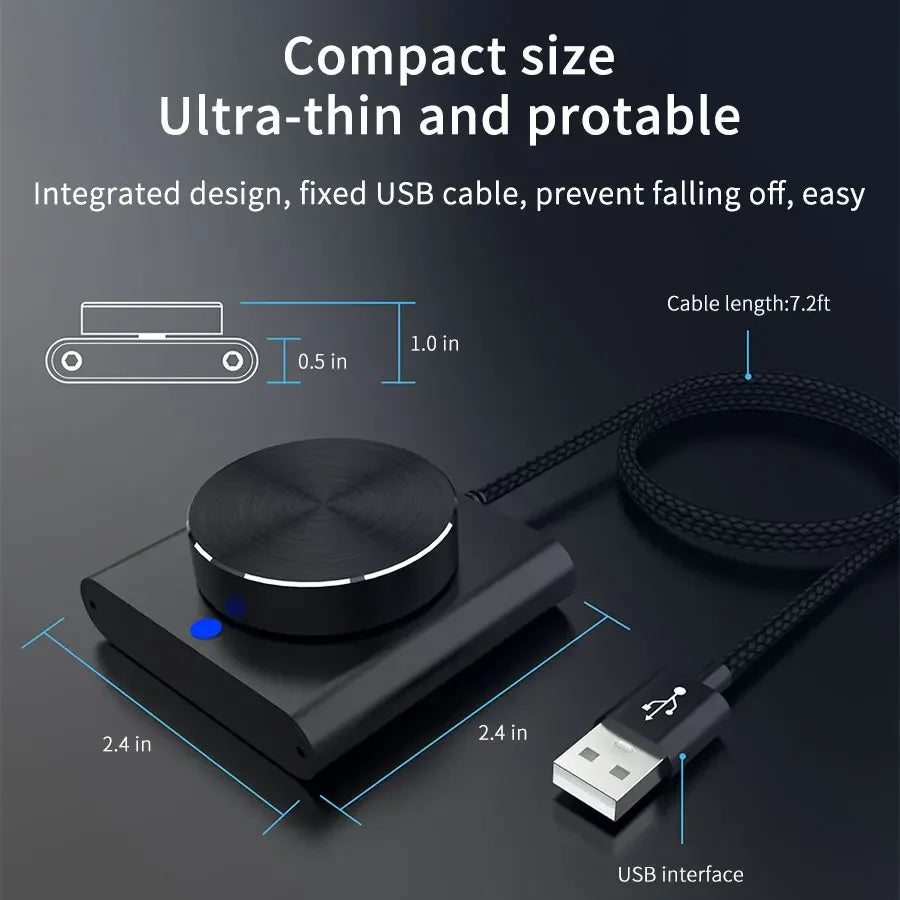 USB Volume Control Knob Adjuster Multimedia Controller Knob 1 Key Mute Pause Function for PC Support Windows iOS Android Linux Peaceful Pleasures Health and Wellness
