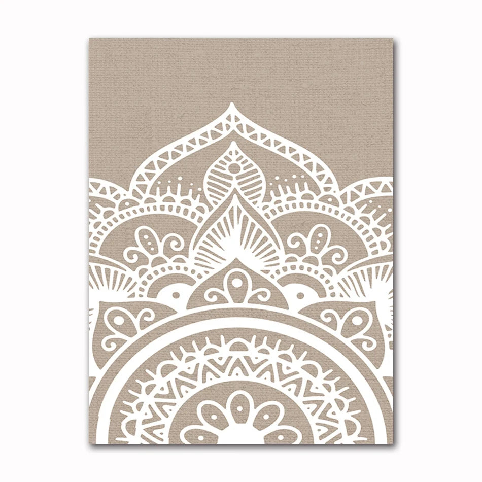 Bohemia Mandala Floral Beige Abstract Posters Canvas Painting Wall Art Print Pictures for Living Room Interior Home Decoration Peaceful Pleasures Health and Wellness 60314-02 30x40cm Unframed
