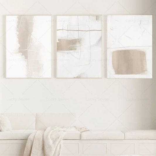 Minimalist Beige Abstract Brush Stroke Canvas Wall Art Print Canvas Wall Art Print Peaceful Pleasures Health and Wellness