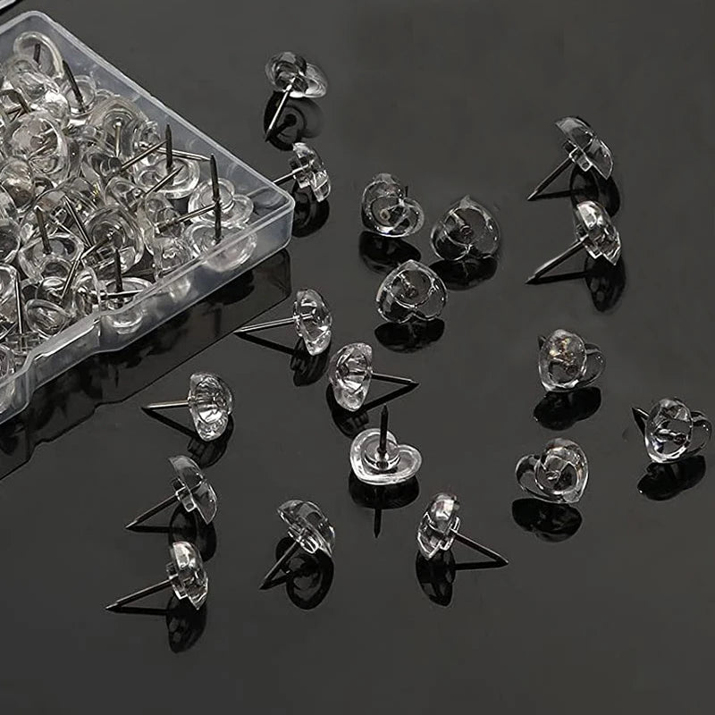 Transparent Love Heart Push Pins Thumbtacks Peach I-beam Nails