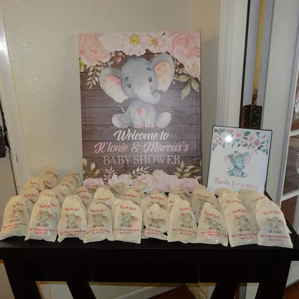 Custom Elephant Favor Bags | Baby Shower & Birthday Party