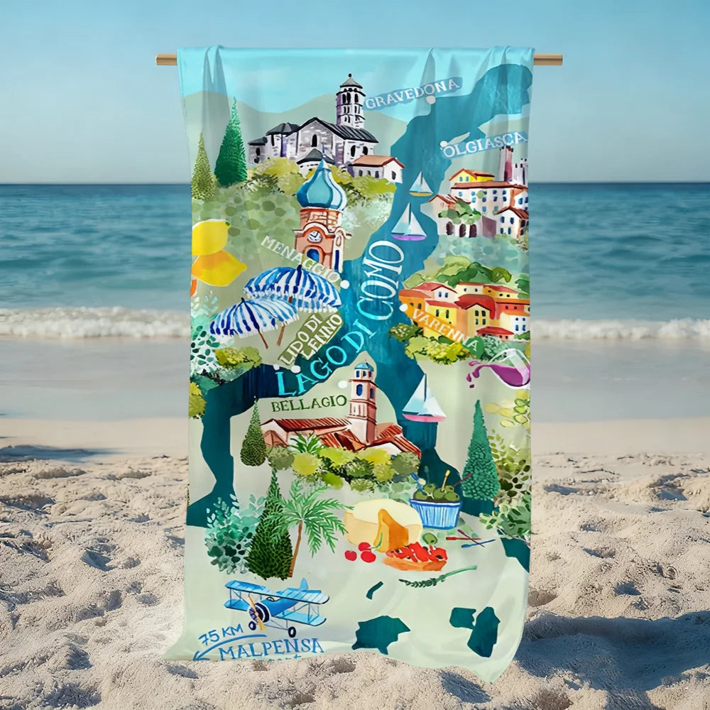 Map of Athens Quick-Dry Beach Towel | Travel, Pool & Gym Quick-Dry Beach Towel Peaceful Pleasures Health and Wellness
