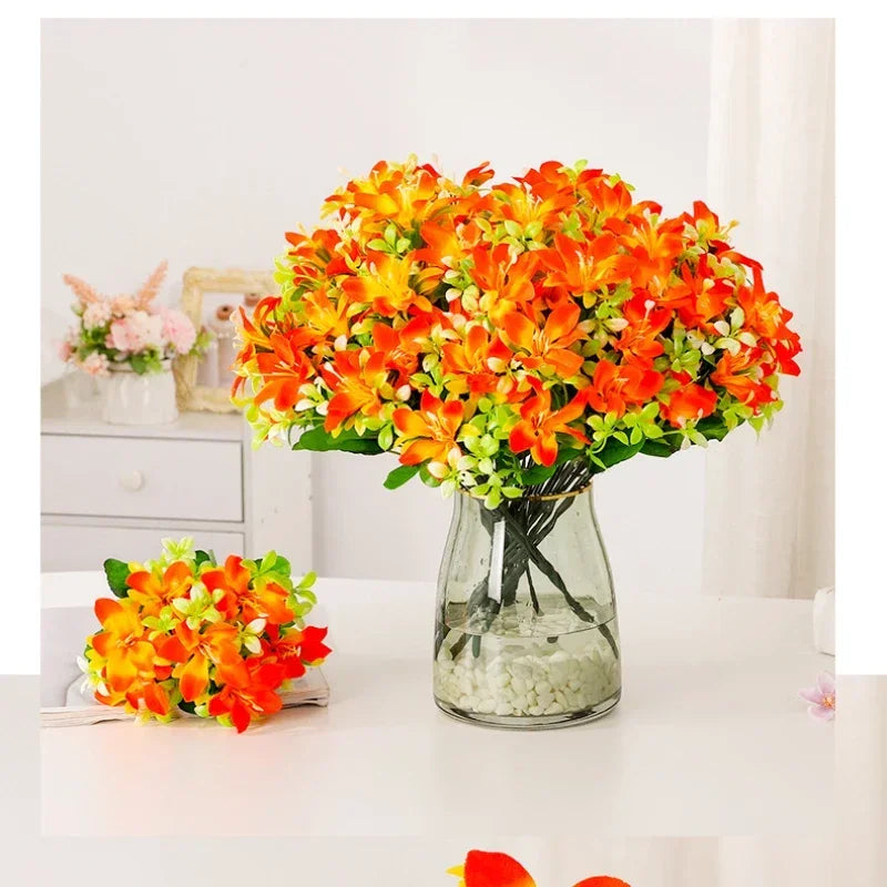 Silk Artificial Lily Bouquet | Fake Flower Home & Wedding Decor