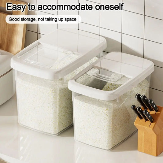 Fresh-keeping Transparent Rice Bucket Moisture-proof Leakproof Cereal Container Convenient Large Capacity Sealed Cans Peaceful Pleasures Health and Wellness
