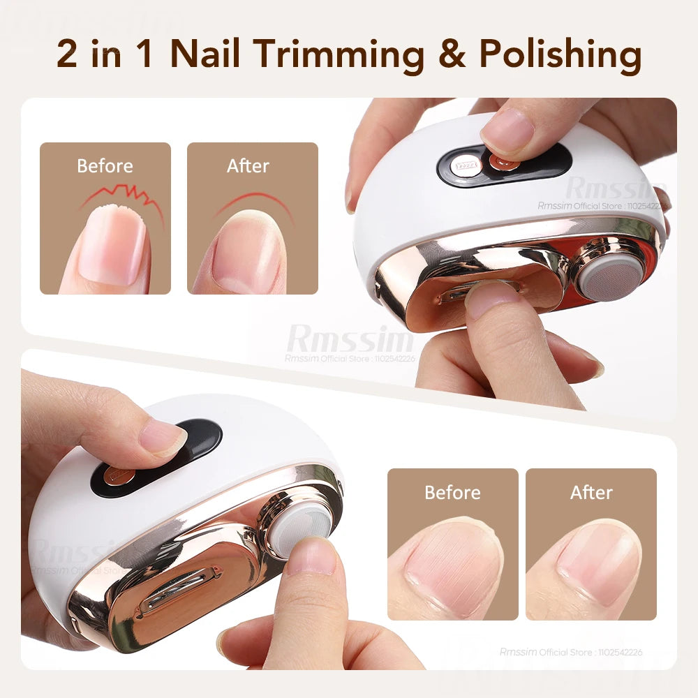Automatic Electric Nail Clipper, 2 in 1 Auto Fingernail Cutter & Polishing Grinder for Baby Senior Adults, 3-Speed Nail Trimmer Peaceful Pleasures Health and Wellness