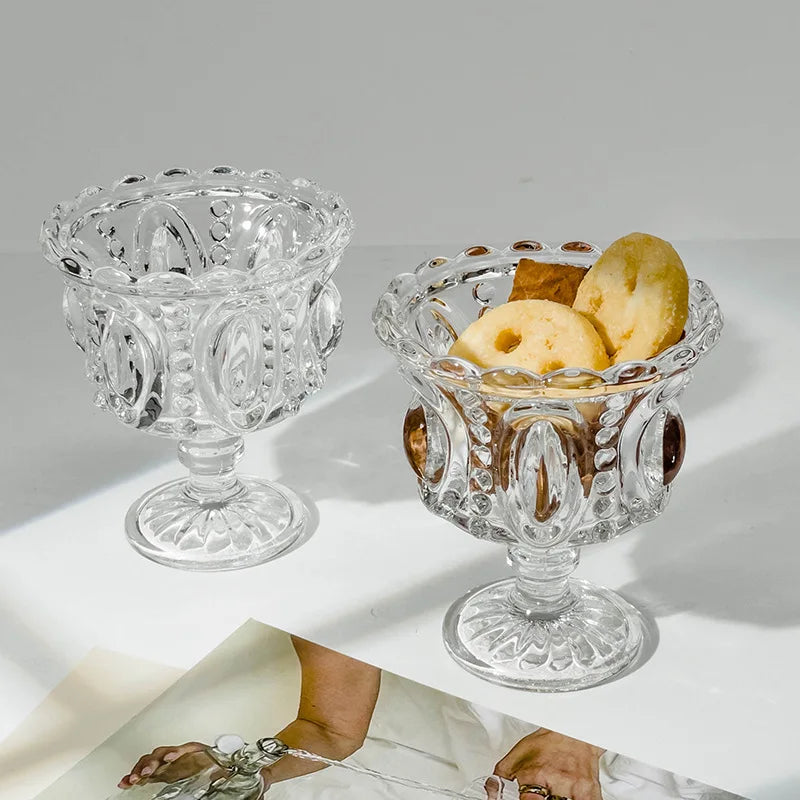 2026 Hot Nordic Relief Cup Glass Cup Ice Cream Ice Cream Dessert Yogurt Pudding Home Dessert Coffee Cup Home Breakfast Container Peaceful Pleasures Health and Wellness
