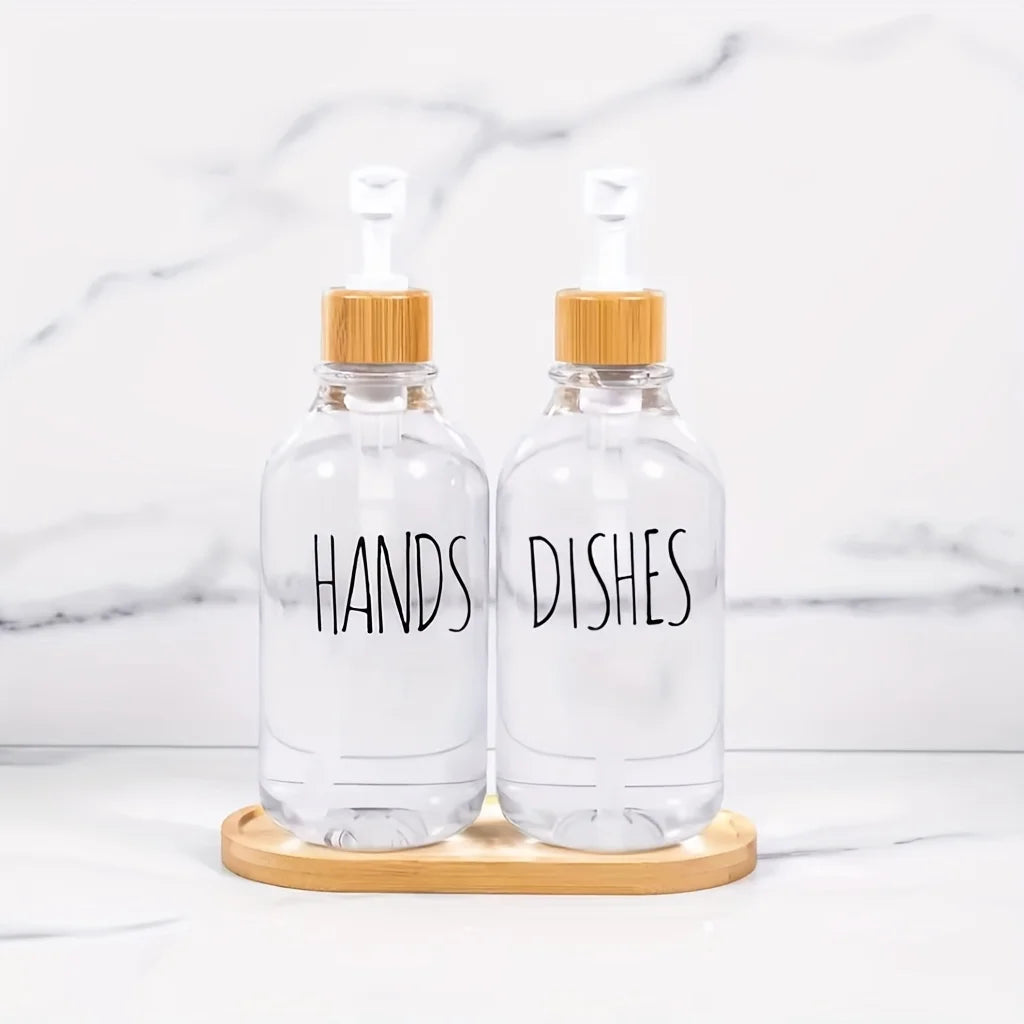 Soap Dispenser Bottle with Tray & Anti-Rust Pump – 500ml Refillable Dispenser for Hand Soap, Dish Soap, Shampoo & Lotion