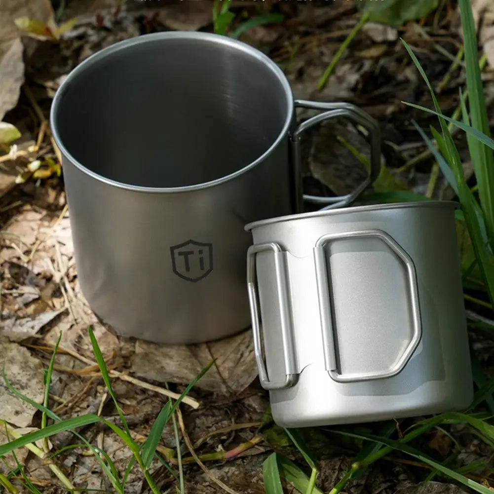 Titanium Drinking Mug with Lid | Antibacterial Camping Cup