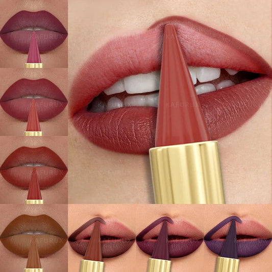 KAFURUX 9-Color Matte Lipstick & Lip Liner Pen | Velvet Finish Matte Lip Liner Pen Oasis Select