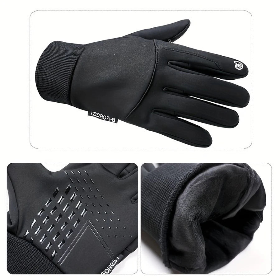 1Pair Outdoor Autumn And Winter Plus Velvet Warm Gloves For Men And Women, Touch Screen Non-slip Bicycle Riding Gloves Peaceful Pleasures Health and Wellness