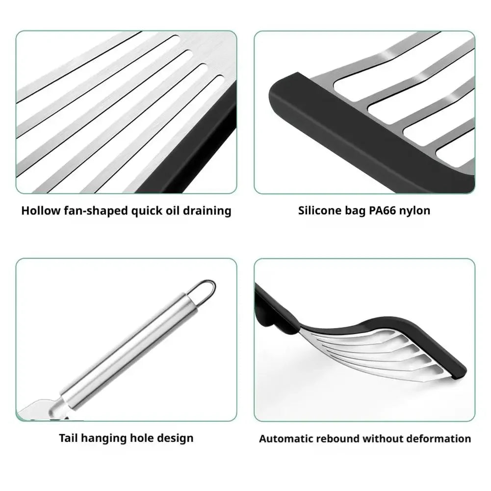 Stainless Steel Frying Spatula Heat-Resistant Non-slip Slotted Turner Fish Flipping Shovel Kitchen Cooking Accessories Peaceful Pleasures Health and Wellness