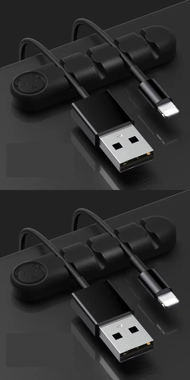 4 Wire Slot USB Cable Organizer Management Wire Holder Cable Winder Tidy Silicone Clips For Mouse Keyboard Earphone Protector Peaceful Pleasures Health and Wellness 2pcs black