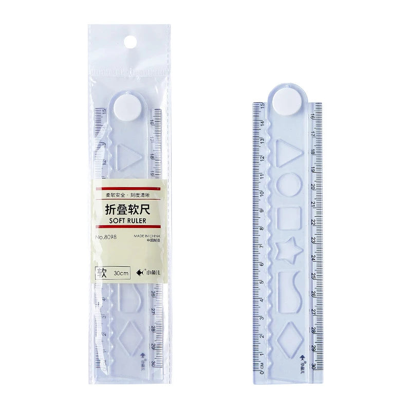 30cm Folding Flexible Transparent PVC Ruler | Student Drawing Tool
