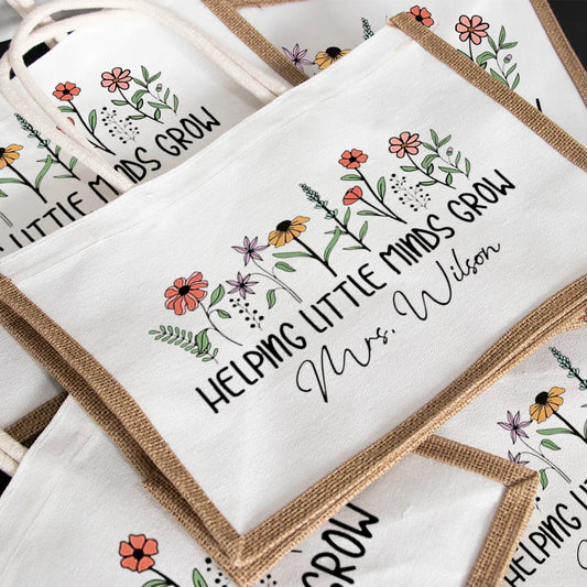 Personalized Floral Canvas Tote Bag – Teacher Appreciation Gift Personalized Canvas Tote Peaceful Pleasures Health and Wellness
