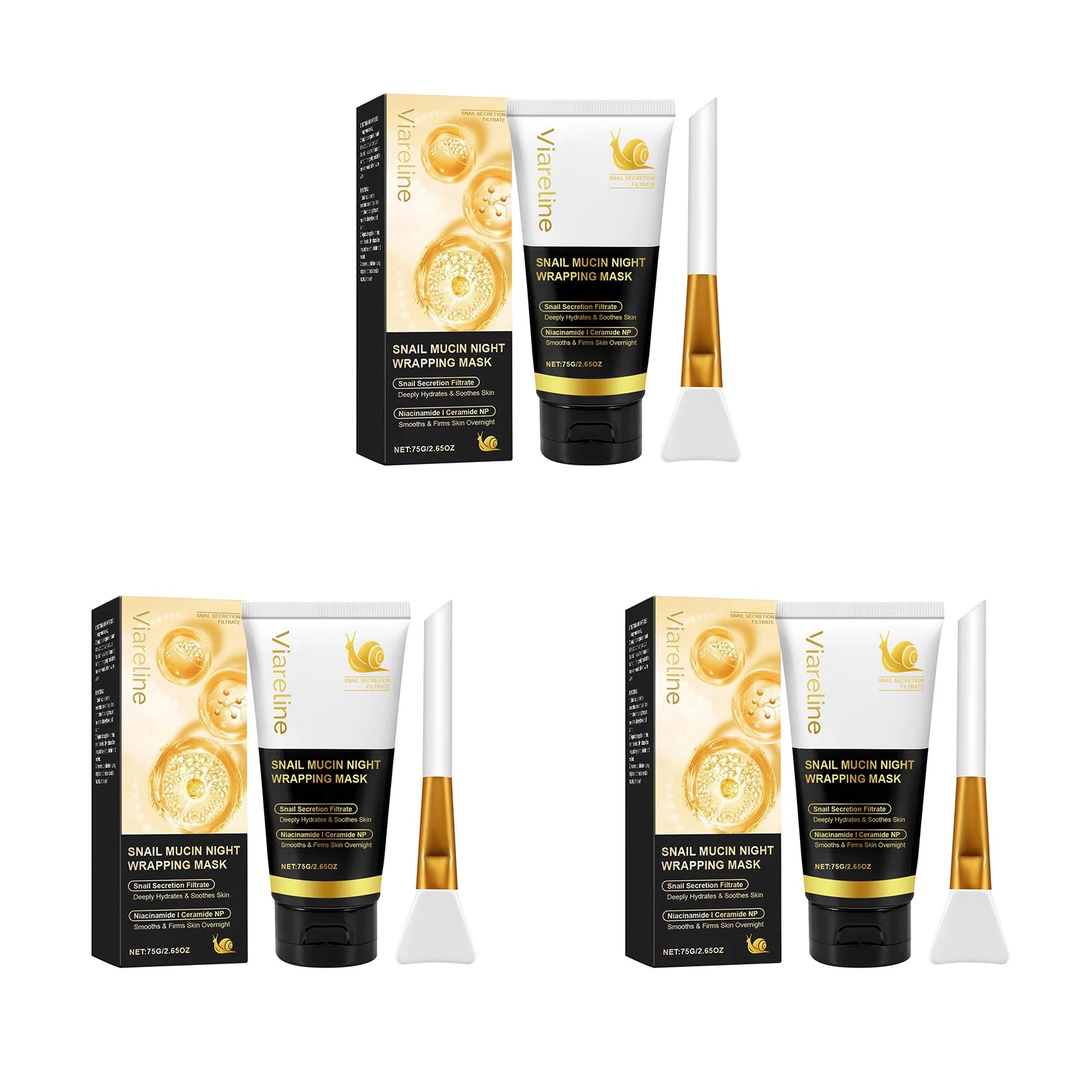 Moisturizing Night Wrapping Mask Hydrating Firming Brightening Fade Fine Lines Rejuvenating Smoothing Snail Essence Facial Mask Peaceful Pleasures Health and Wellness 225g boxed