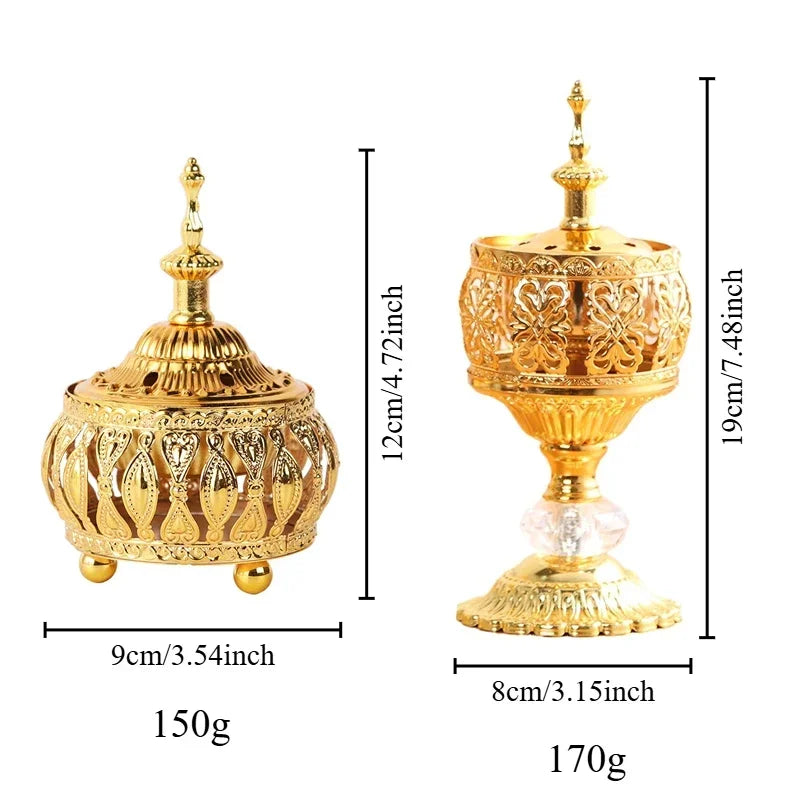 Creative Hollow tower incense burner Arabic style Incense Burner For Home Hotel Decoration Golden Metal bakhoor Incense Holder Peaceful Pleasures Health and Wellness