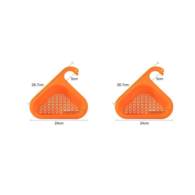 Kitchen Sink Drain Strainer Basket Leftover Garbage Filter Swan Shape Hanging Vegetable Washing Drainer Triangular Storage Rack Peaceful Pleasures Health and Wellness Orange 2pcs