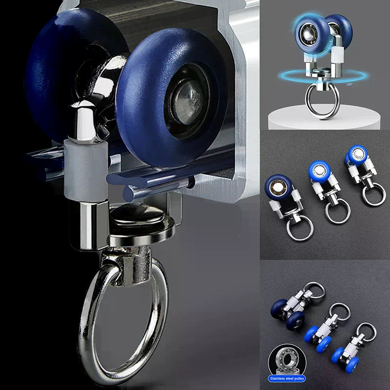 4pcs Twin Wheeled Mute Curtain Track Rollers Window Shower Sliding Glider Rail Carriers Peaceful Pleasures Health and Wellness A3