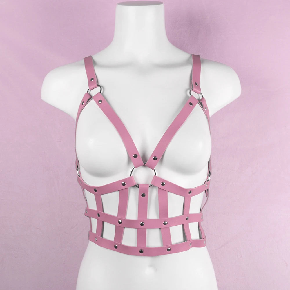 Pink UYEE Women Sexy Harness Belt Leather Lingerie Body Gothic