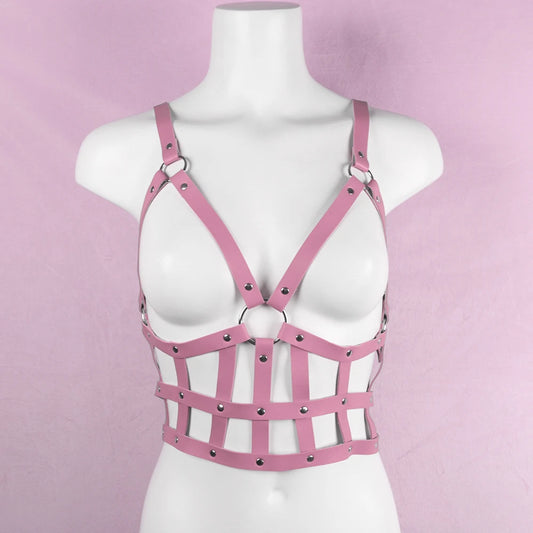 Pink UYEE Women Sexy Harness Belt Leather Lingerie Body Gothic Peaceful Pleasures Health and Wellness