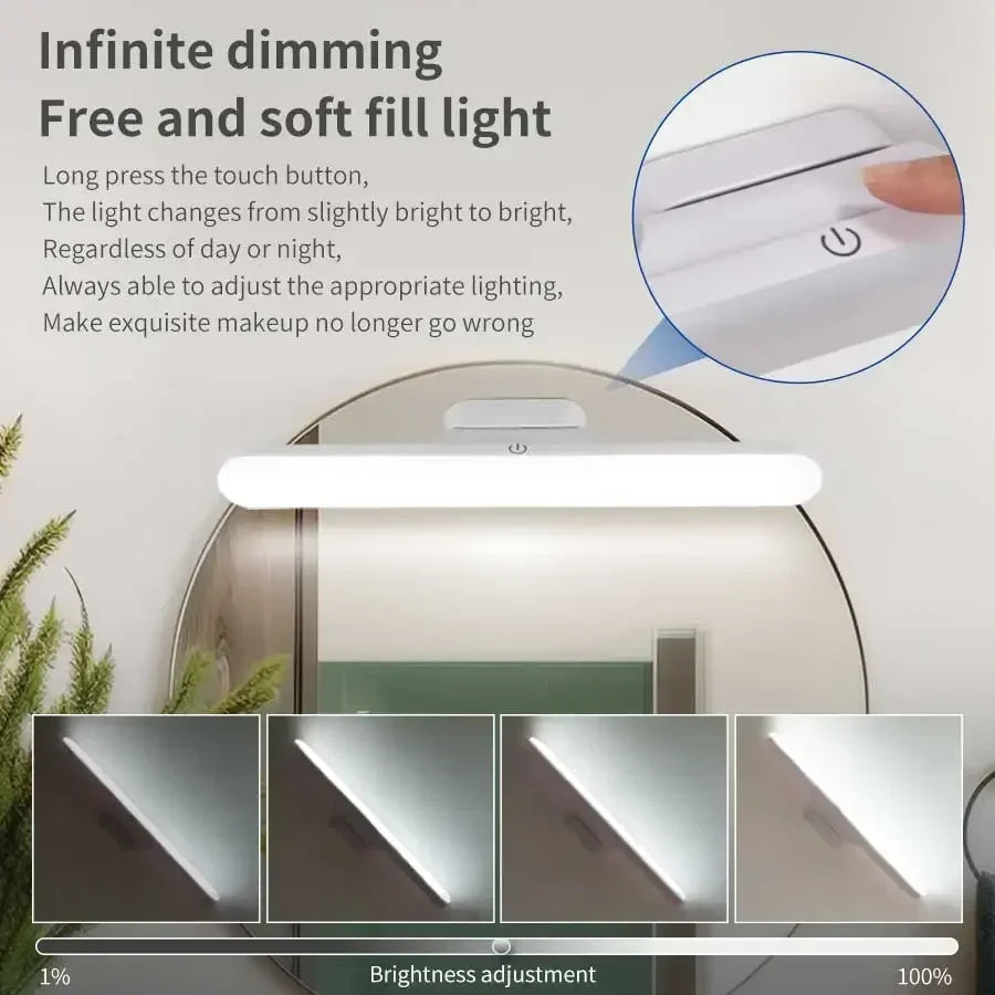 LED Vanity Mirror Light USB Rechargeable Dimmable Magnetic Lamp