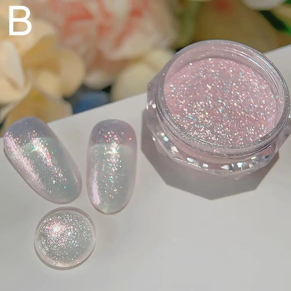 Pearl Effect Nail Powders Mirror Aurora Chrome Mermaid Nails Art Powder Rainbow AB Magic Mirror Pearl Shell Powder Supplies Peaceful Pleasures Health and Wellness pink