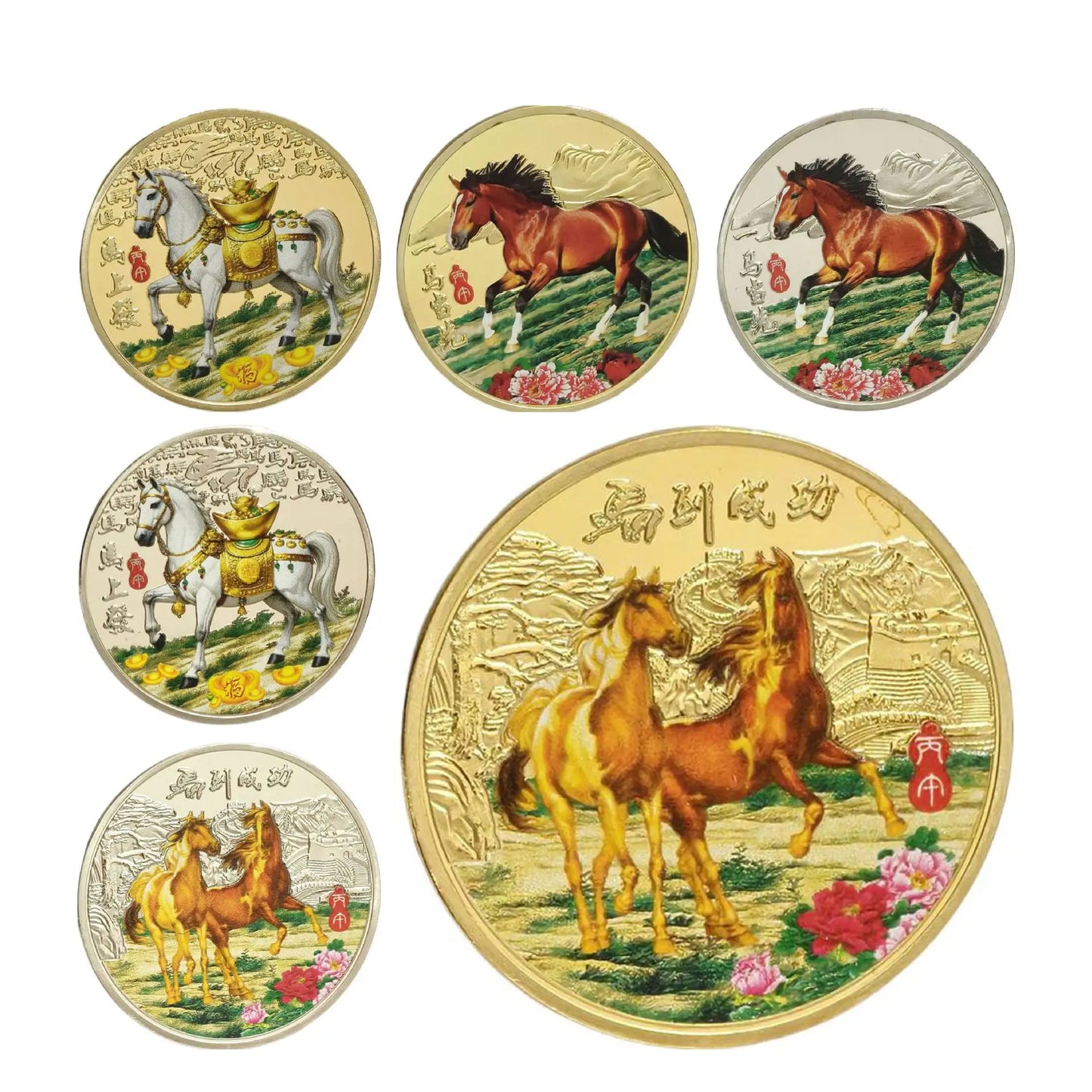 2026 Year of the Horse Commemorative Coin 40mm Gold & Silver