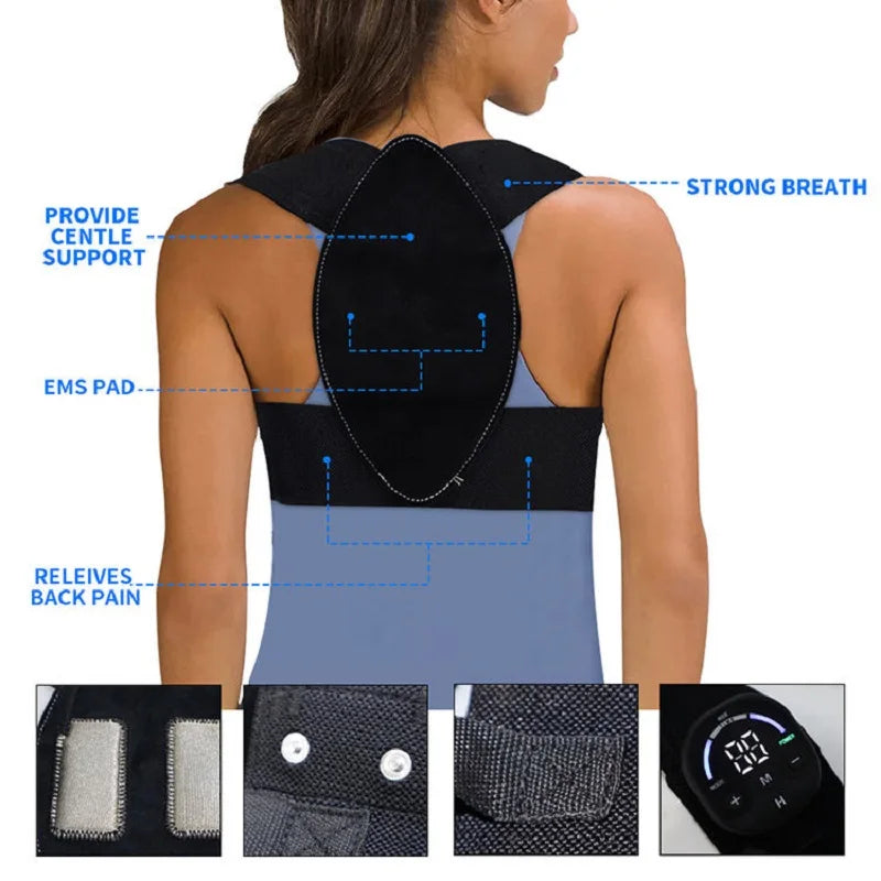 VamsLuna EMS Posture Corrector Belt | Back Pain Relief & Support