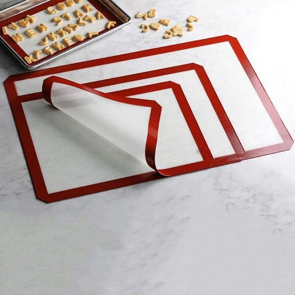 Non-Stick Silicone Baking Mat with Red Border, Reusable and Heat-Resistant, Easy to Clean, Ideal for Every Home Baker's Kitchen Peaceful Pleasures Health and Wellness