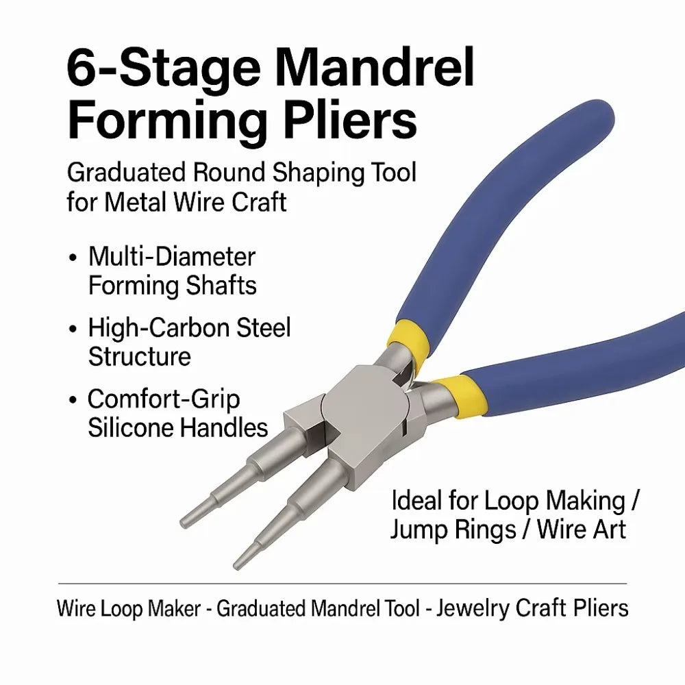 6-in-1 Carbon Steel Round Nose Jewelry Pliers, Multi-Function DIY Tool for Jewelry Makers, Earring Bracelet Necklace Repair Tool Peaceful Pleasures Health and Wellness