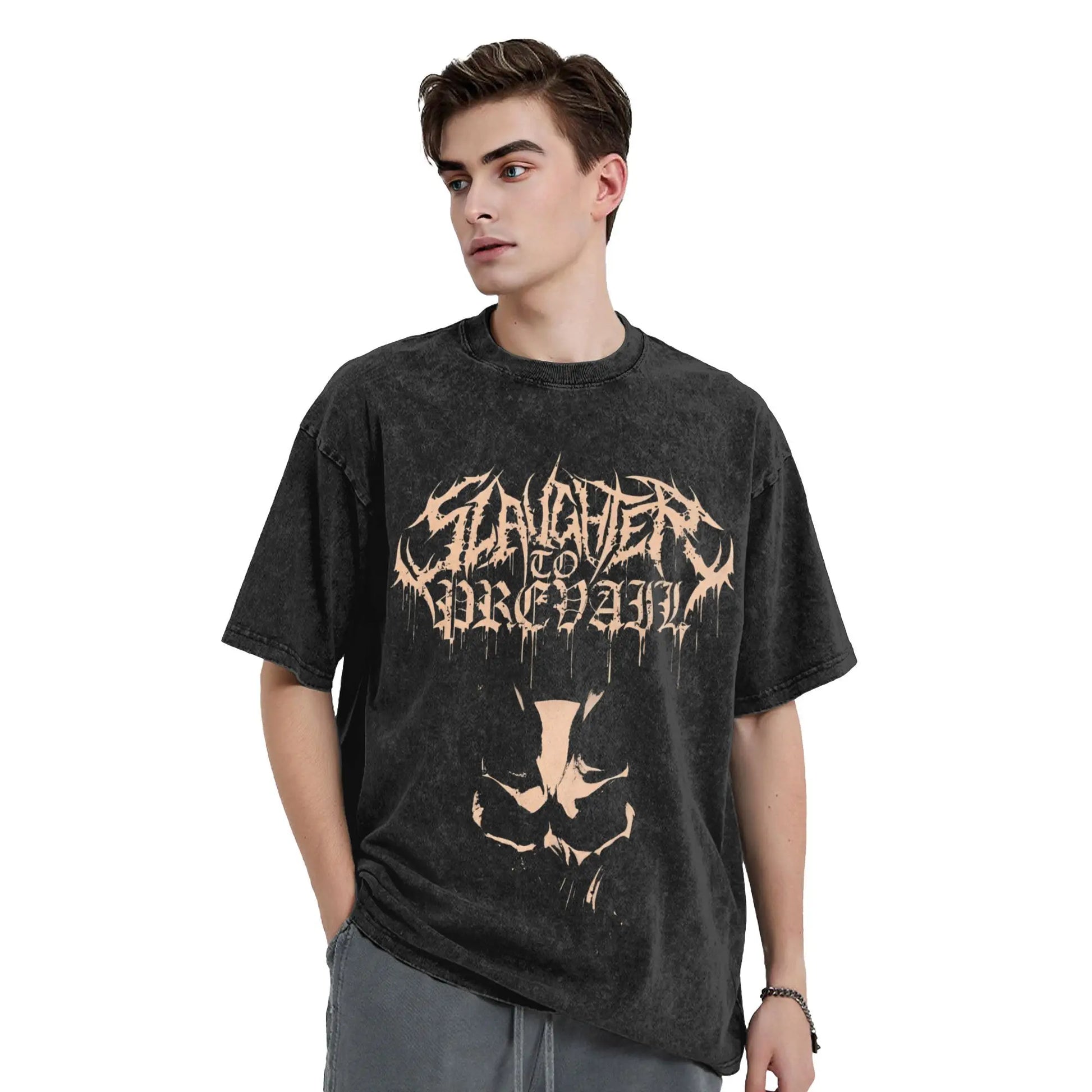 Slaughter to Prevail T Shirt Men's Cotton Unique T-Shirt Round Neck Tee Shirt Short Sleeve Tops Printed Peaceful Pleasures Health and Wellness