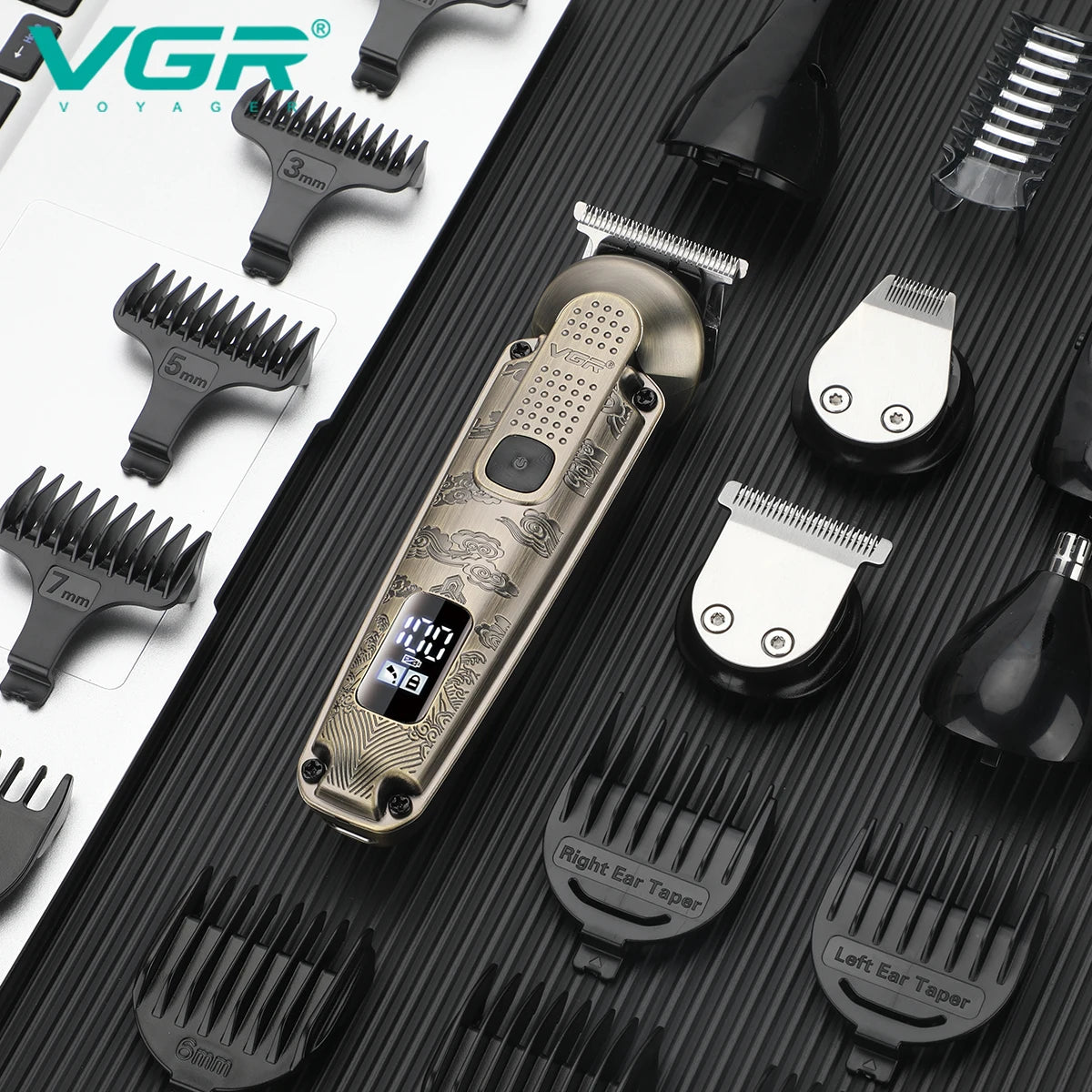 VGR6in1 metal retro hair clipper, intelligent LED digital display, powerful power hair trimmer, hair salon home push shear V-095 Peaceful Pleasures Health and Wellness