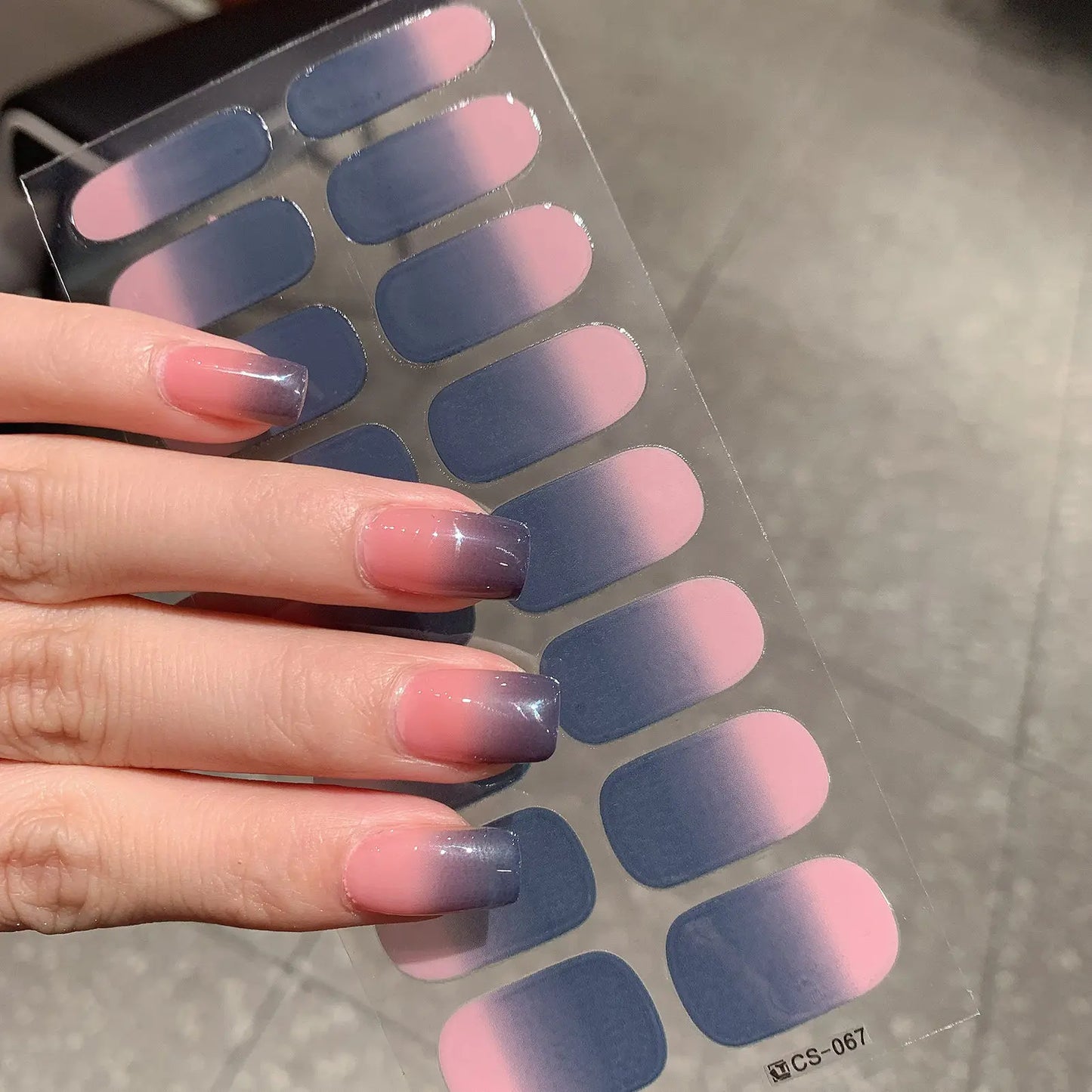 1 Sheet Semi Cured Wrap Gradient Nail Sticker Multi Color Solid Gel Full Cover Slider No Need UV Lamp Cured Fast Gel Nail Decal Peaceful Pleasures Health and Wellness