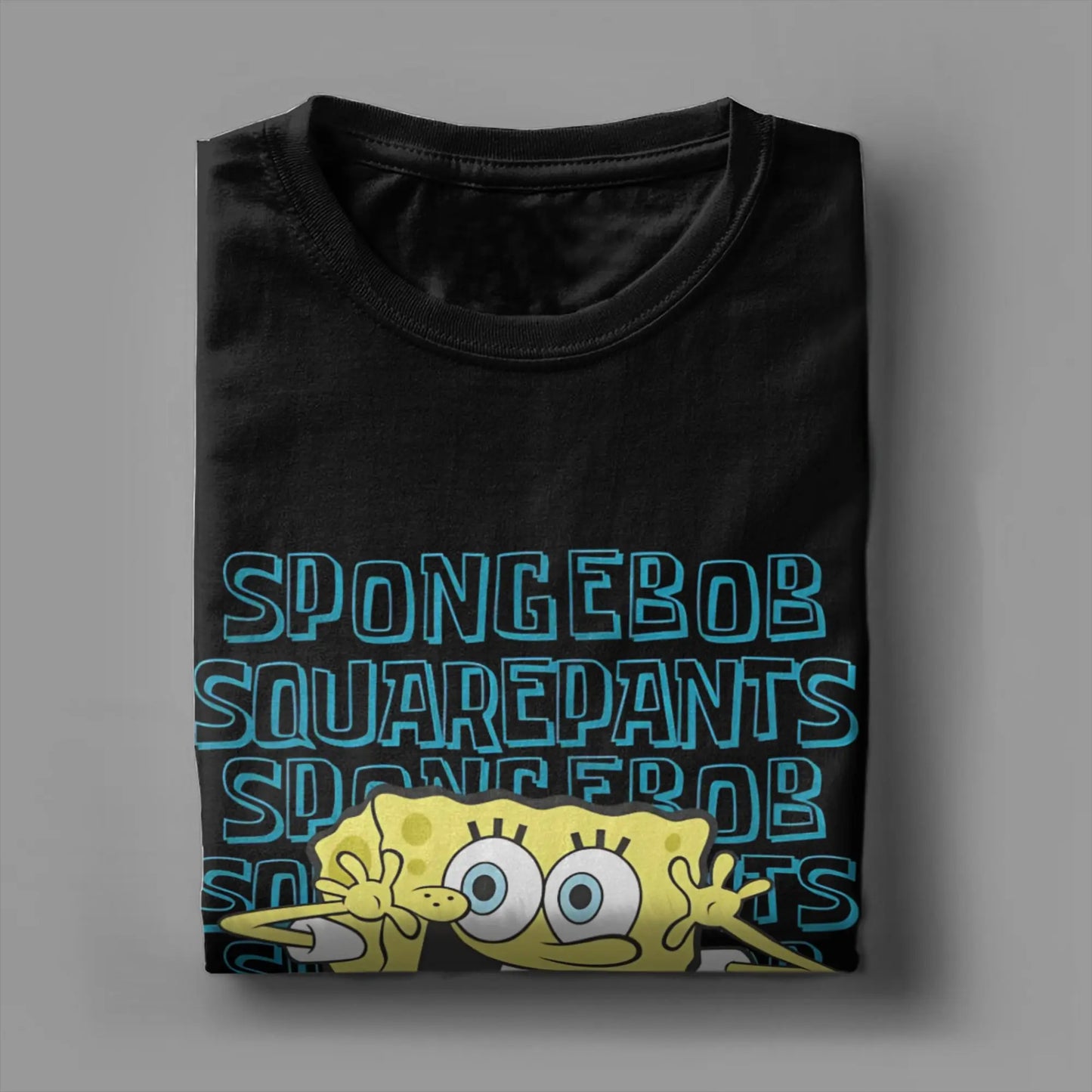 Fun S-Spongebobs T-Shirts Men Crew Neck Pure Cotton T Shirt Short Sleeve Tee Shirt Printed Clothing Peaceful Pleasures Health and Wellness