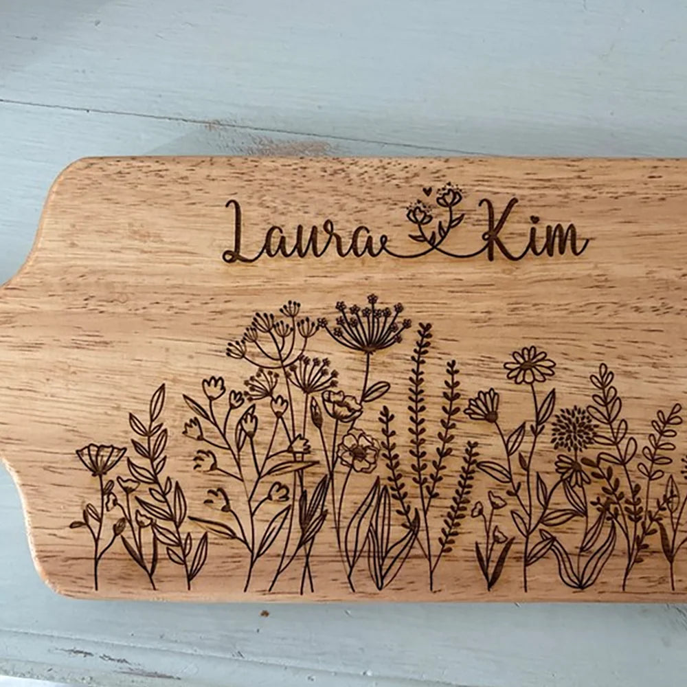 Custom Engraved Bamboo Cutting Board | Wedding Couples Gift Engraved Cutting Board Peaceful Pleasures Health and Wellness