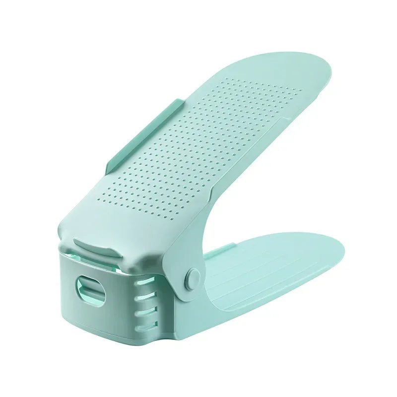 New Shoe Stacker Adjustable Shoe Slots Organizer Shoes Slots Space Saver Double Deck Rack Holder For Closet Organization Peaceful Pleasures Health and Wellness green-1pc