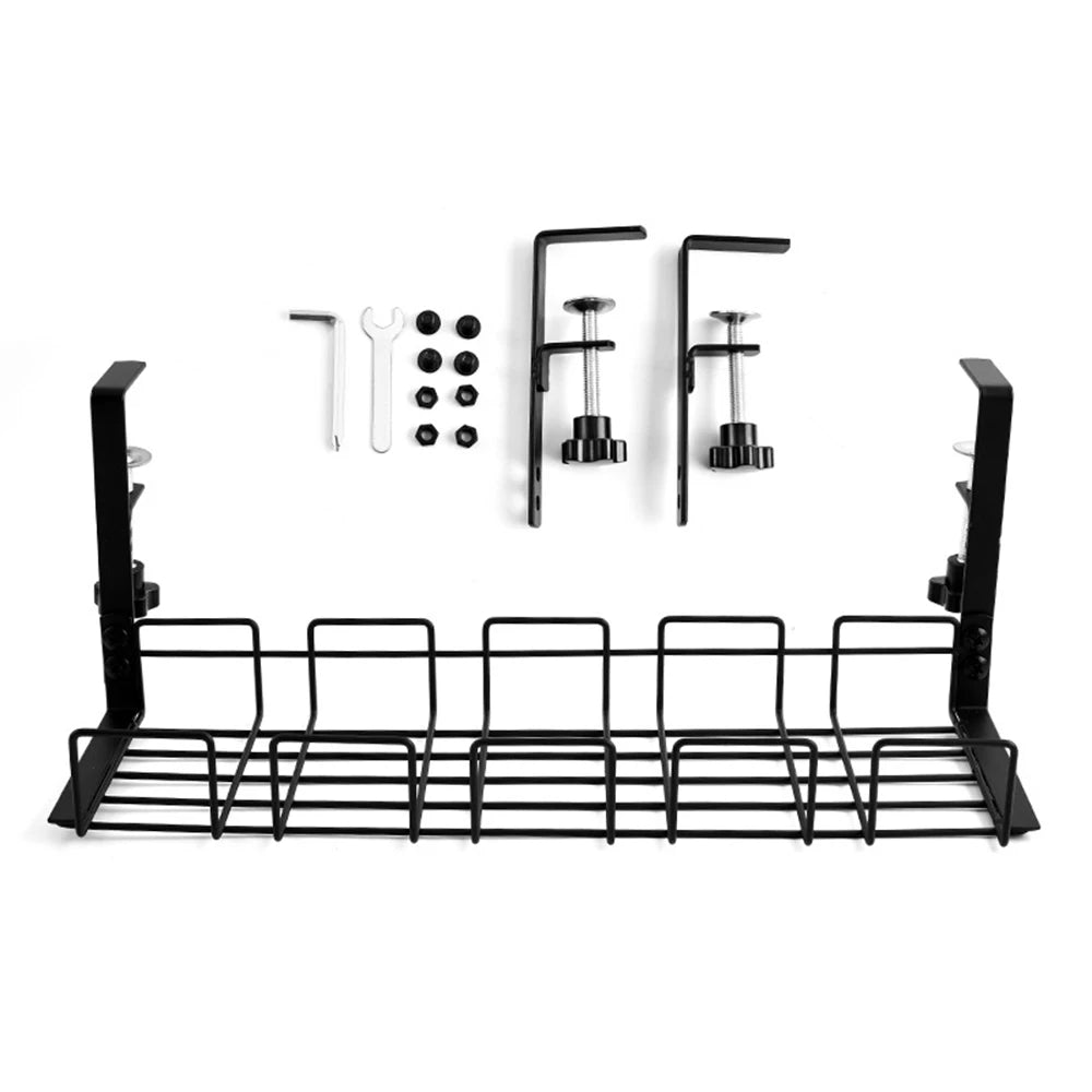 Stainless Steel Non Perforated Table Bottom Shelf Wire Socket Storage Slot Office Desk Low Profile Storage Rack Kitchen hooks Peaceful Pleasures Health and Wellness