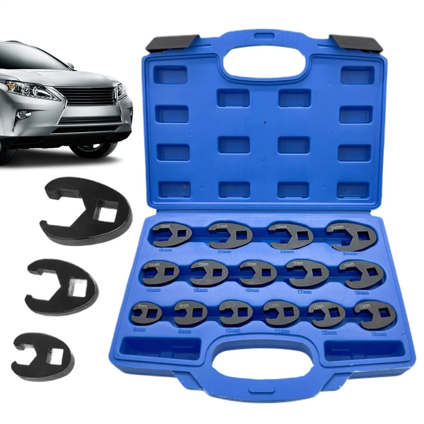 15-Piece Metric Crowfoot Wrench Set 8mm–32mm | Flare Nut Kit