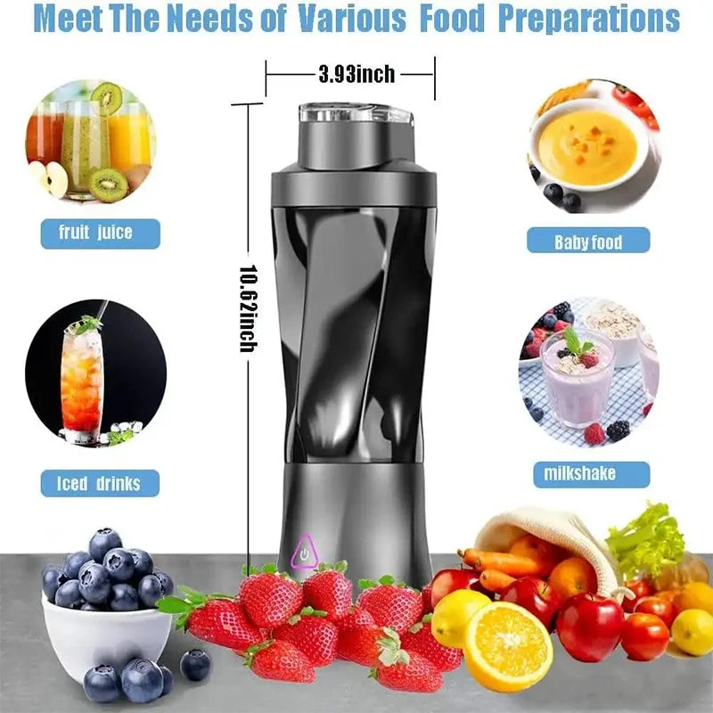 Built-in Battery 6-leaf Cutter Head USB Charging Silent Motor Automatic Cleaning Portable Fruit Juicer Electric Juicer Peaceful Pleasures Health and Wellness
