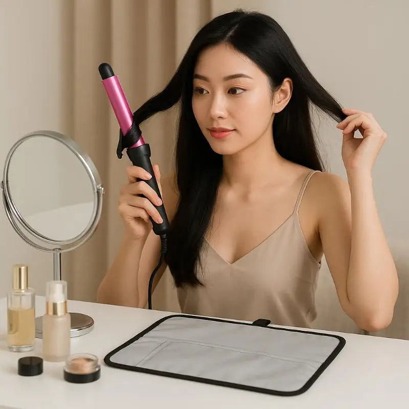 Portable Anti-Heat Mats Heat Resistant Mat Pouch For Hair Straightener Flat Iron Curling Iron Prevent Burns Styling Organizer Peaceful Pleasures Health and Wellness