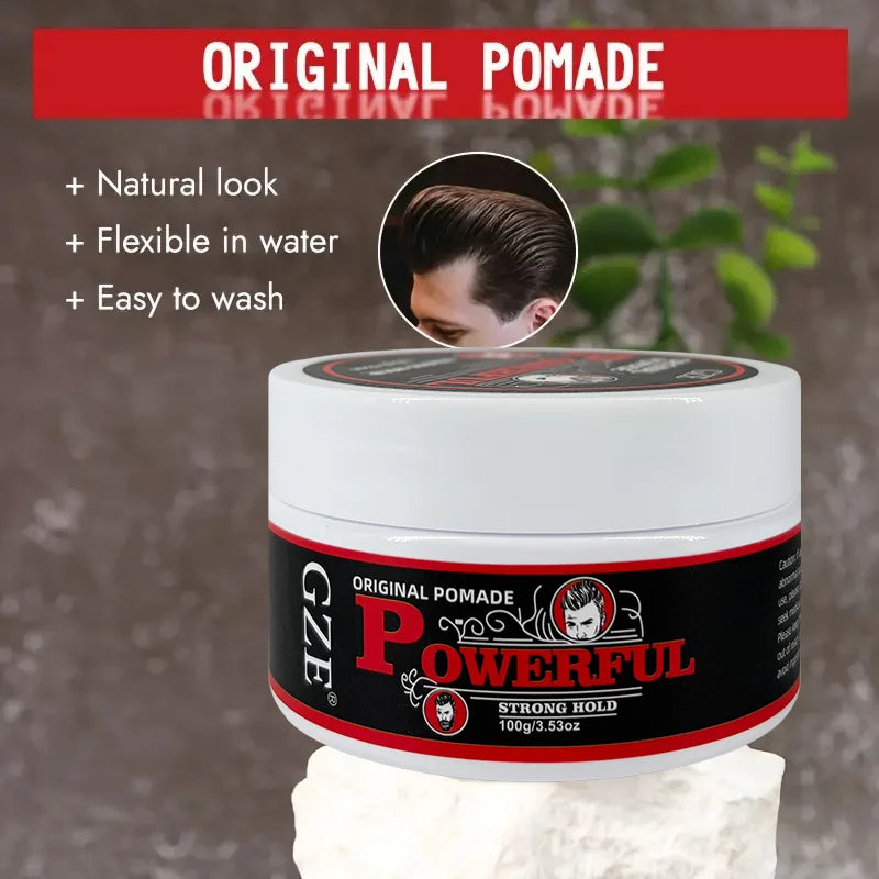 GZE Men's Pomade – Strong Hold, Shine & Frizz Control 100g