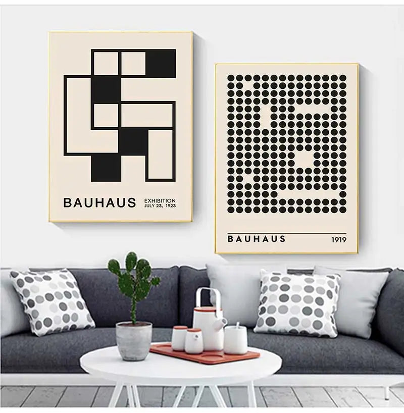Abstract Bauhaus Style Geometric Wall Art Posters Prints Picture Vintage Black Beige Line Canvas Paintings For Modern Home Decor Peaceful Pleasures Health and Wellness